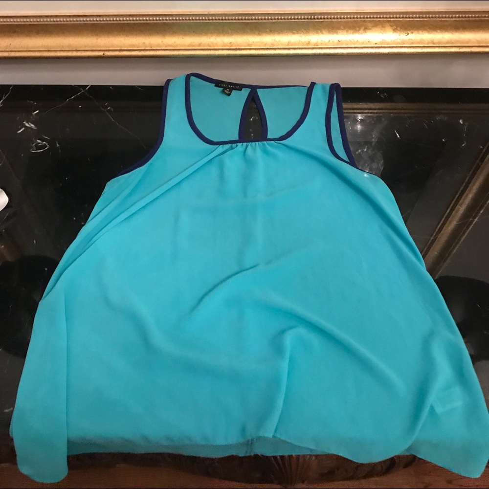 Teal/blue tank top blouse.